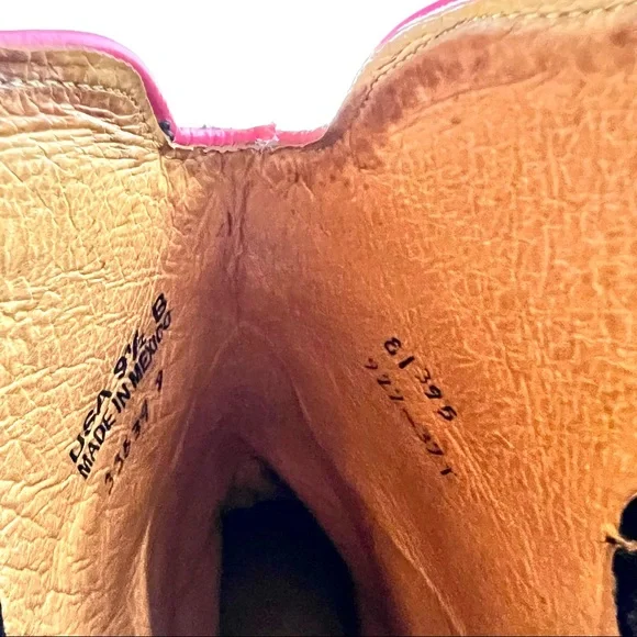 Johnny Ringo Cowboy Boots Genuine Leather Floral Overlay Black Pink Lime Yellow - Picture 5 of 12